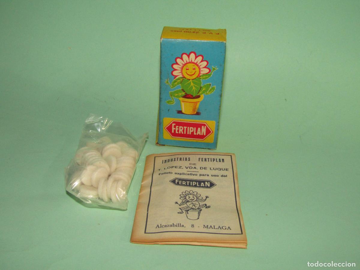 Cajas y cajitas met&aacute;licas: Antigua Caja Completa de Fertilizante en Comprimidos FERTIPLAN de T. L&oacute;pez de Luque de M&aacute;laga 1972