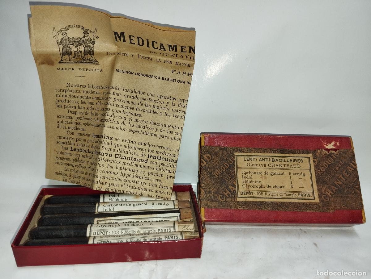 Cajas y cajitas met&aacute;licas: CAJA DE FARMACIA LENTICULAS GUSTAVE CHANTEAUD ANTI BACILARES // MEDICAMENTO ANTIGUO