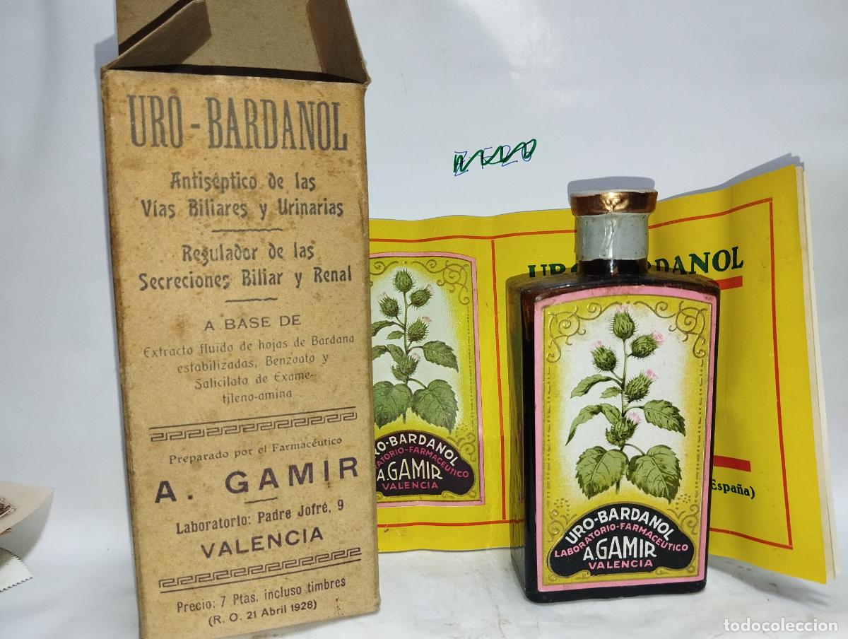 Cajas y cajitas met&aacute;licas: CAJA FRASCO DE FARMACIA UROBARDANOL GAMIR VALENCIA // MEDICAMENTO ANTIGUO