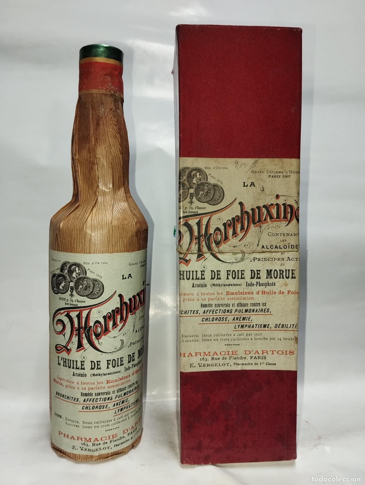 Cajas y cajitas met&aacute;licas: CAJA FRASCO DE FARMACIA ELIXIR MORRHUXINE PARIS // MEDICAMENTO ANTIGUO