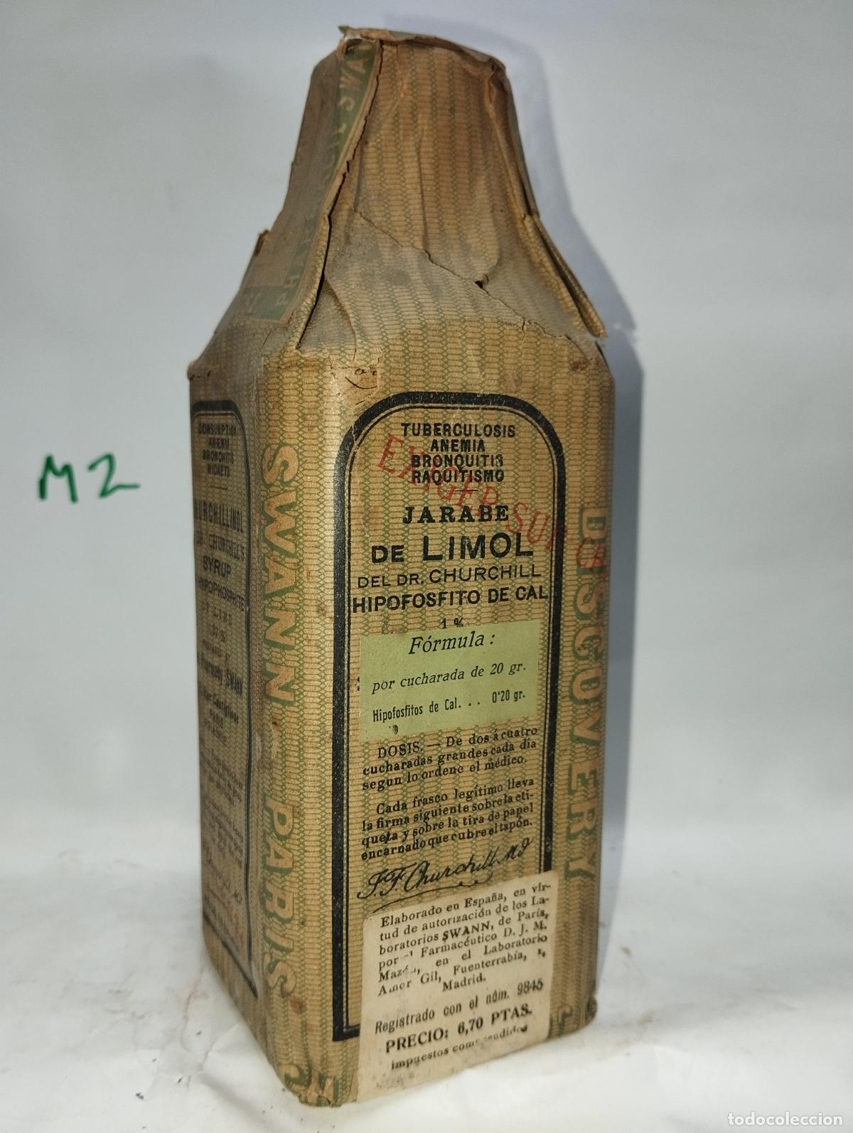 Cajas y cajitas met&aacute;licas: CAJA FRASCO DE FARMACIA JARABE DE LIMOL DR. CHURCHILL // MEDICAMENTO ANTIGUO