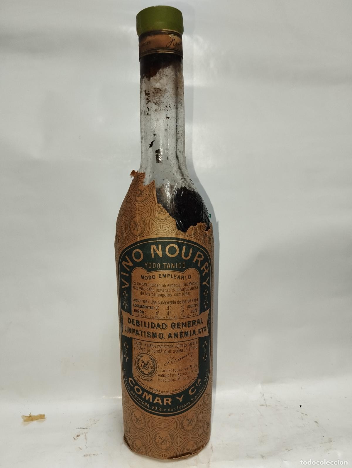 Cajas y cajitas met&aacute;licas: FRASCO DE FARMACIA JARABE VINO NOURRY COMAR Y CIA // MEDICAMENTO ANTIGUO