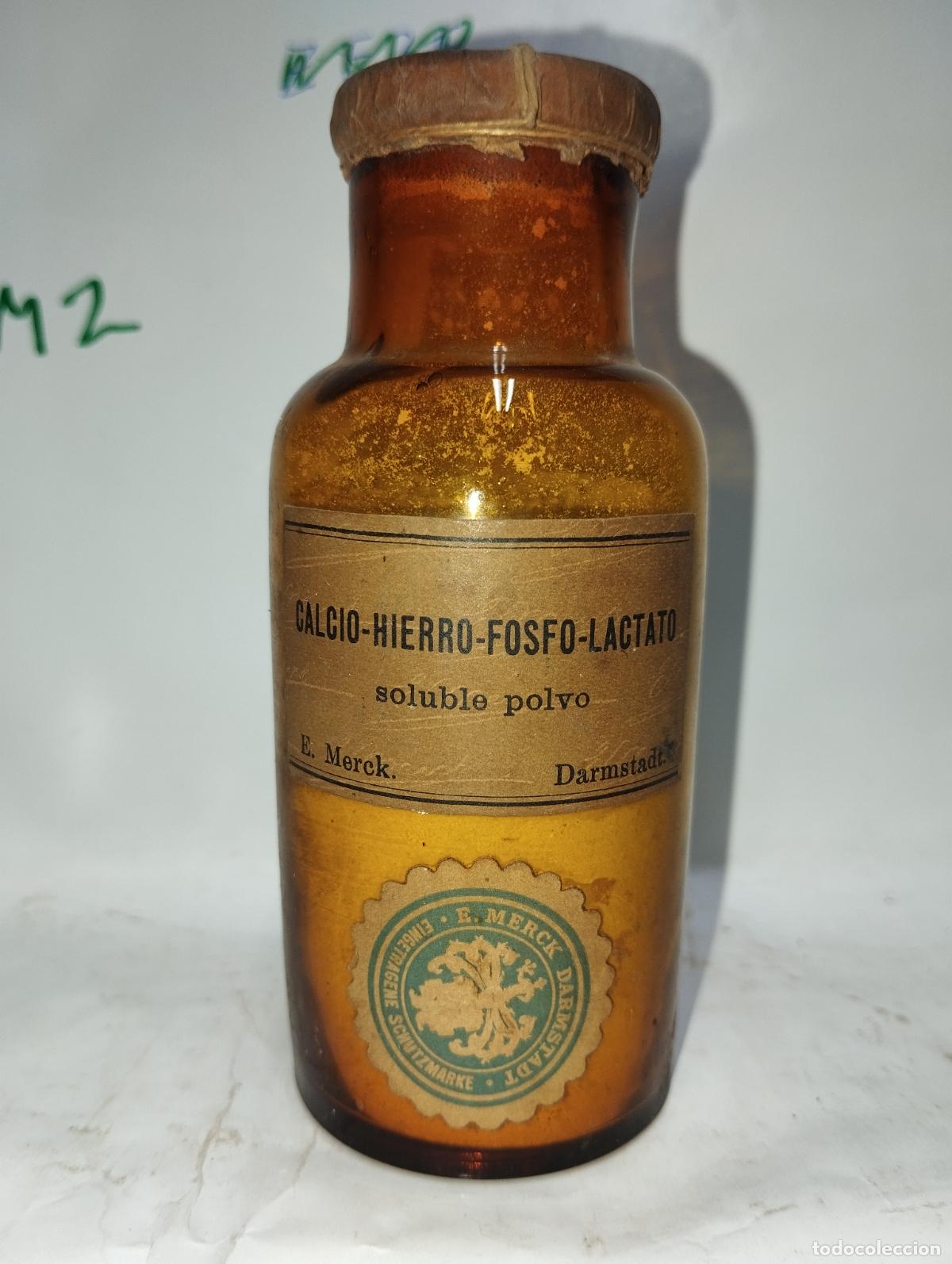 Cajas y cajitas met&aacute;licas: FRASCO DE FARMACIA CALCIO HIERRO FOSFOLACTATO E. MERCK //PARA COLECCI&Oacute;N