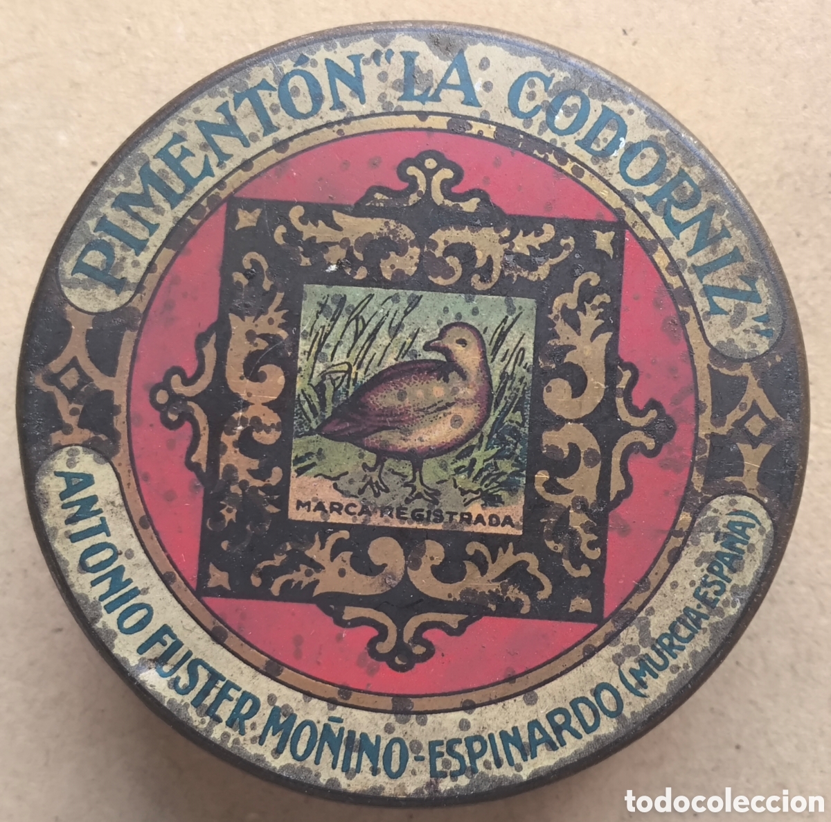 Cajas y cajitas met&aacute;licas: LATA LITOGRAFIADA PUBLICIDAD PIMENT&Oacute;N LA CODORNIZ ESPINARDO MURCIA