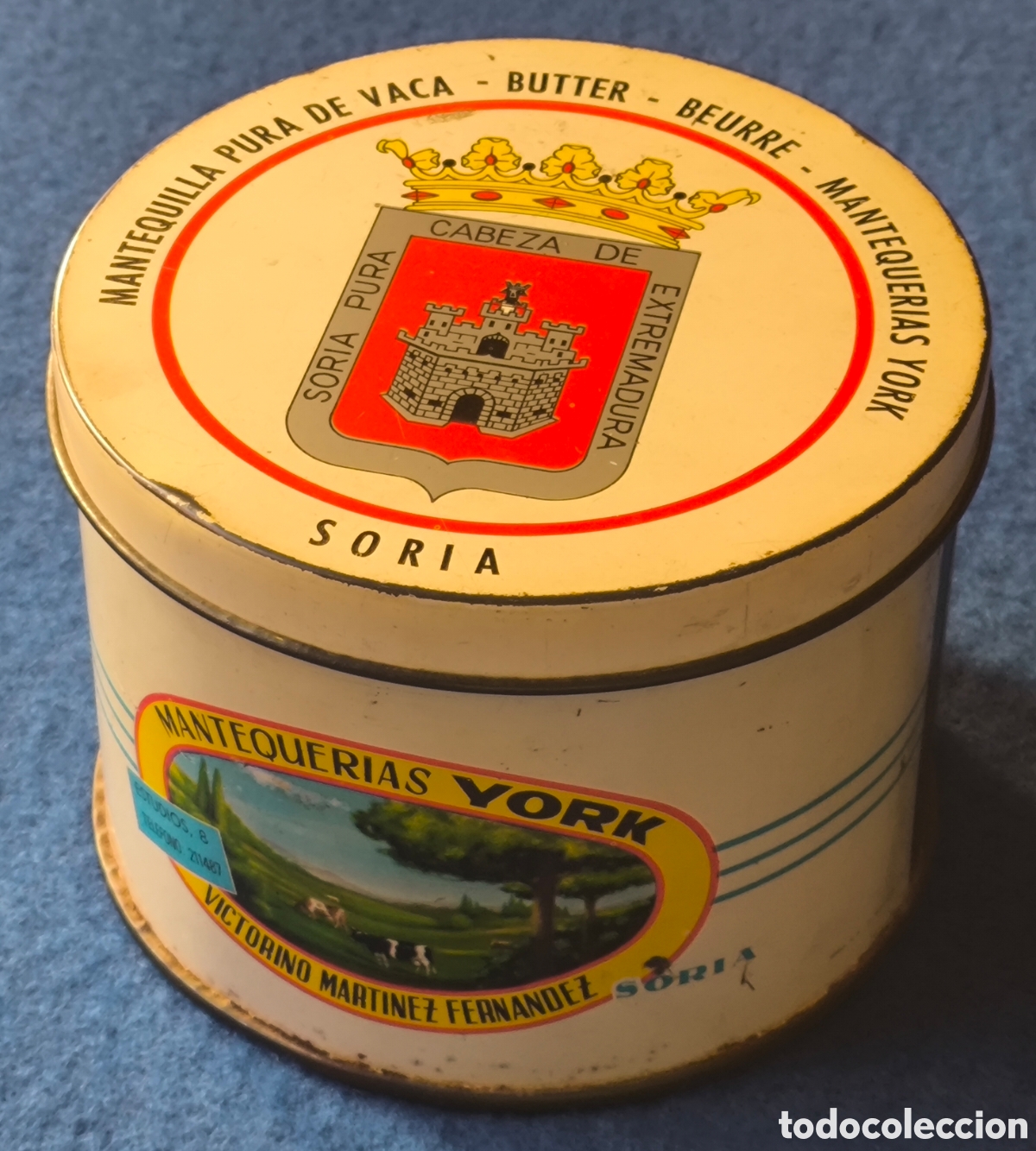 Cajas y cajitas met&aacute;licas: LATA LITOGRAFIADA METALCOLOR PUBLICIDAD MANTEQUERIAS YORK SORIA C. 1974