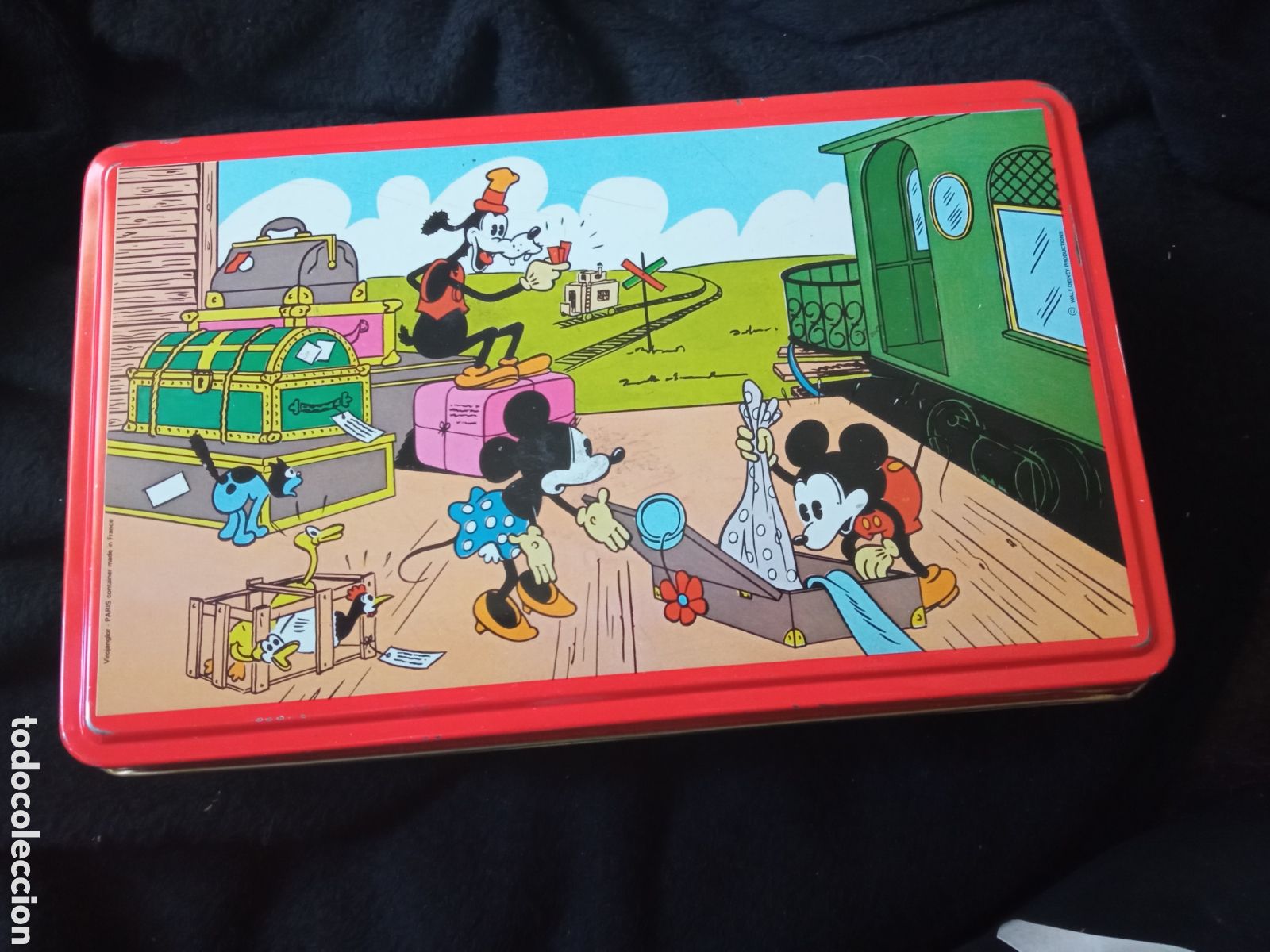 Cajas y cajitas met&aacute;licas: Antigua caja met&aacute;lica, vintage de Mickey Mouse , mide 21x13x7cm
