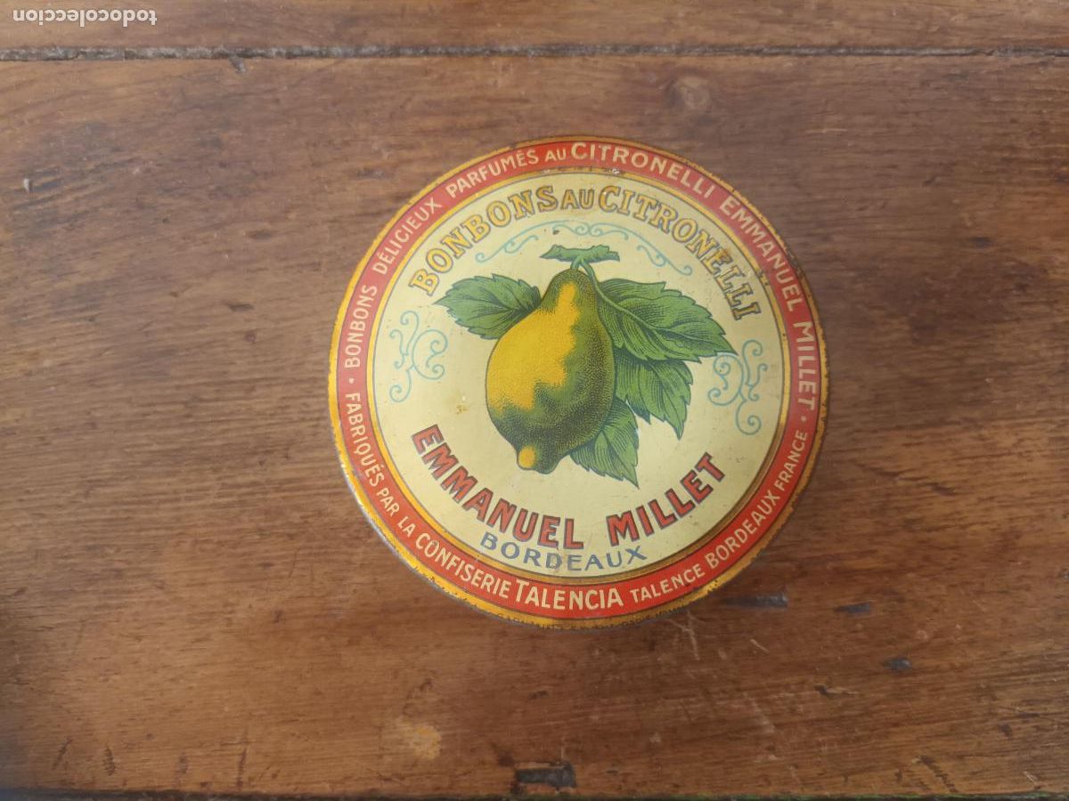 Cajas y cajitas met&aacute;licas: CAJA CARAMELOS. BONBONS AU CITRONELLI. EMMANUEL MILLET BORDEAUX CONFISERIE TALENCIA TALENCE