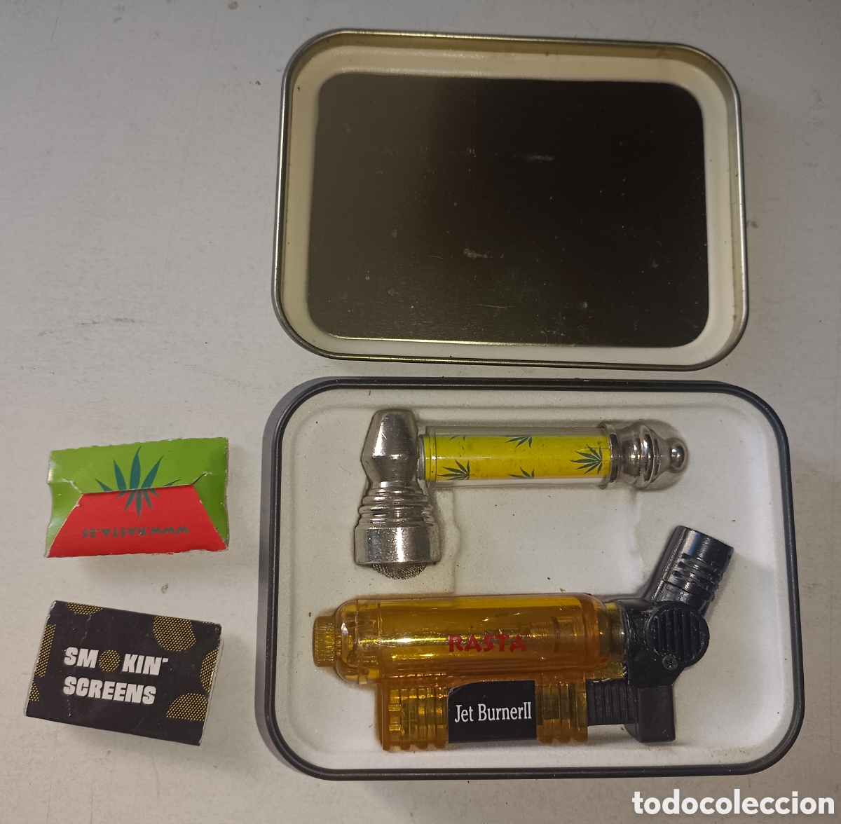 Cajas y cajitas met&aacute;licas: Mechero soplete mas pipa Rasta
