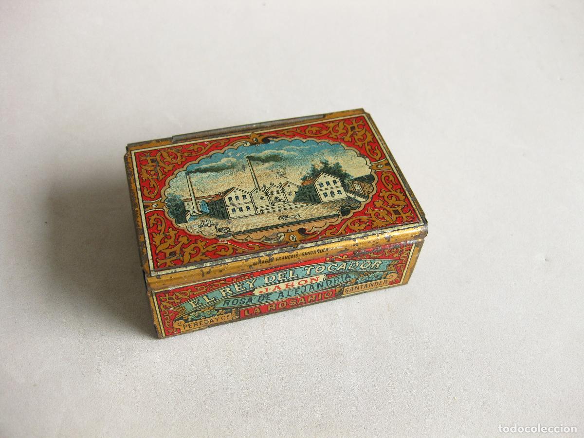 Bo&icirc;tes et petites bo&icirc;tes m&eacute;talliques: CAJA DE LATA LITOGRAFIADA. JAB&Oacute;N EL REY DEL TOCADOR. ROSA DE ALEJANDR&Iacute;A. LA ROSARIO. SANTANDER