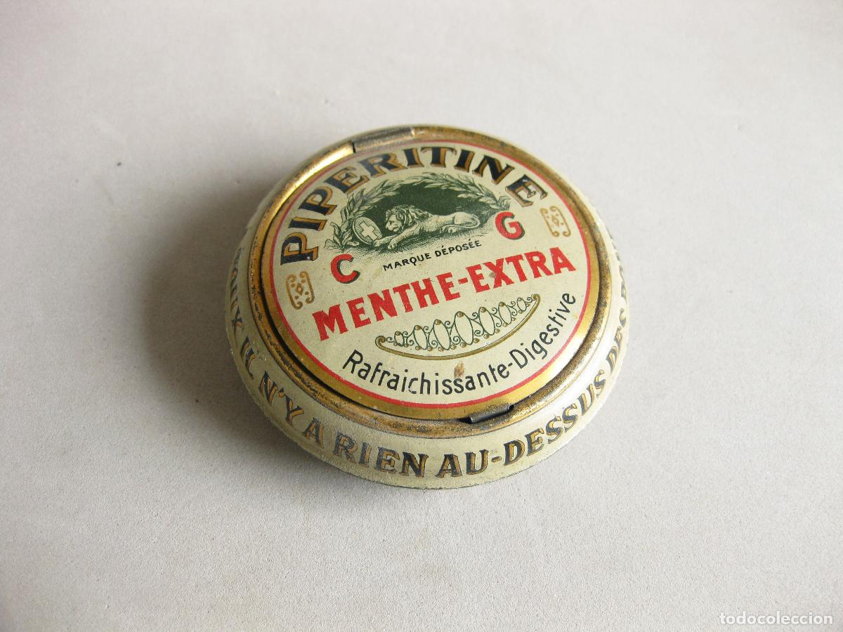 Cajas y cajitas met&aacute;licas: ANTIGUA CAJA DE LATA LITOGRAFIADADE CARAMELOS PIPERITINE. MENTHE EXTRA.
