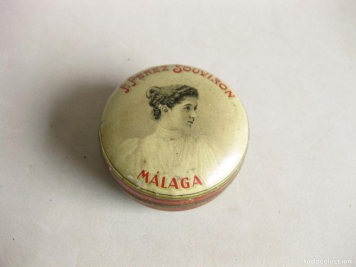 Cajas y cajitas met&aacute;licas: CAJA DE LATA LITOGRAFIADA DE F. PEREZ SOUVIRON. M&Aacute;LAGA. FARMACIA