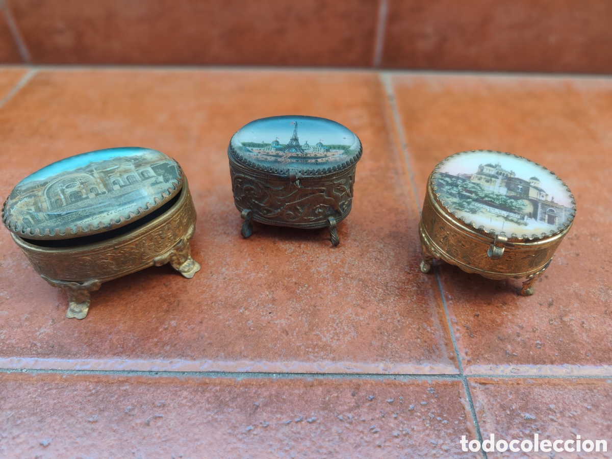 Cajas y cajitas met&aacute;licas: LOTE DE TRES JOYEROS FRANCESES