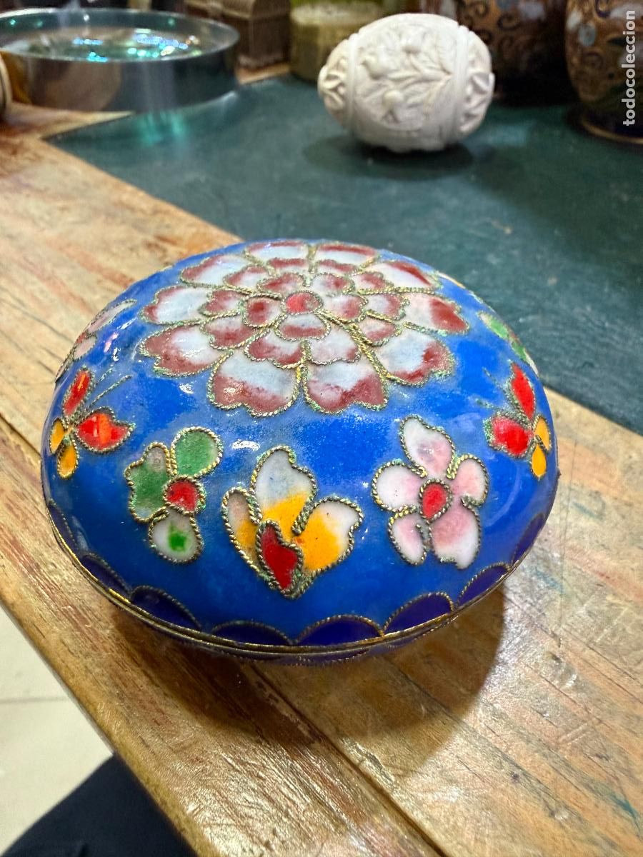Cajas y cajitas met&aacute;licas: ANTIGUA CAJA JOYERO DE CLOISONS EN METAL Y ESMALTE - MEDIDA 7,5X3,5 CM
