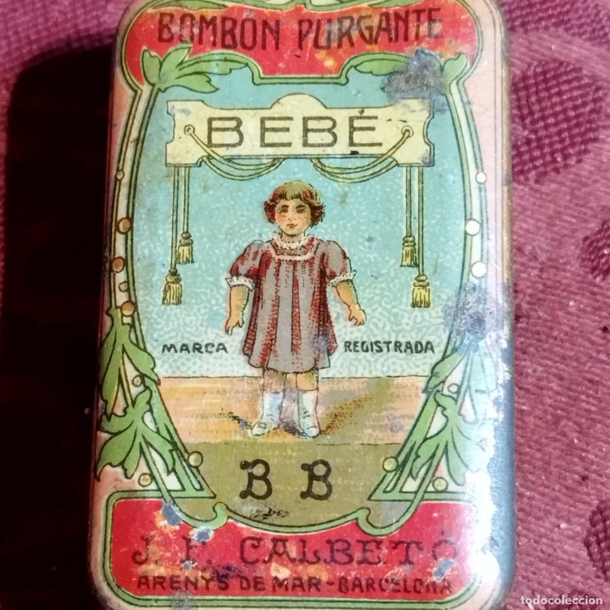 Cajas y cajitas met&aacute;licas: CAJA FARMACIA BOMBON PURGANTE BEBE - J.F. CALBETO ARENYS DE MAR -