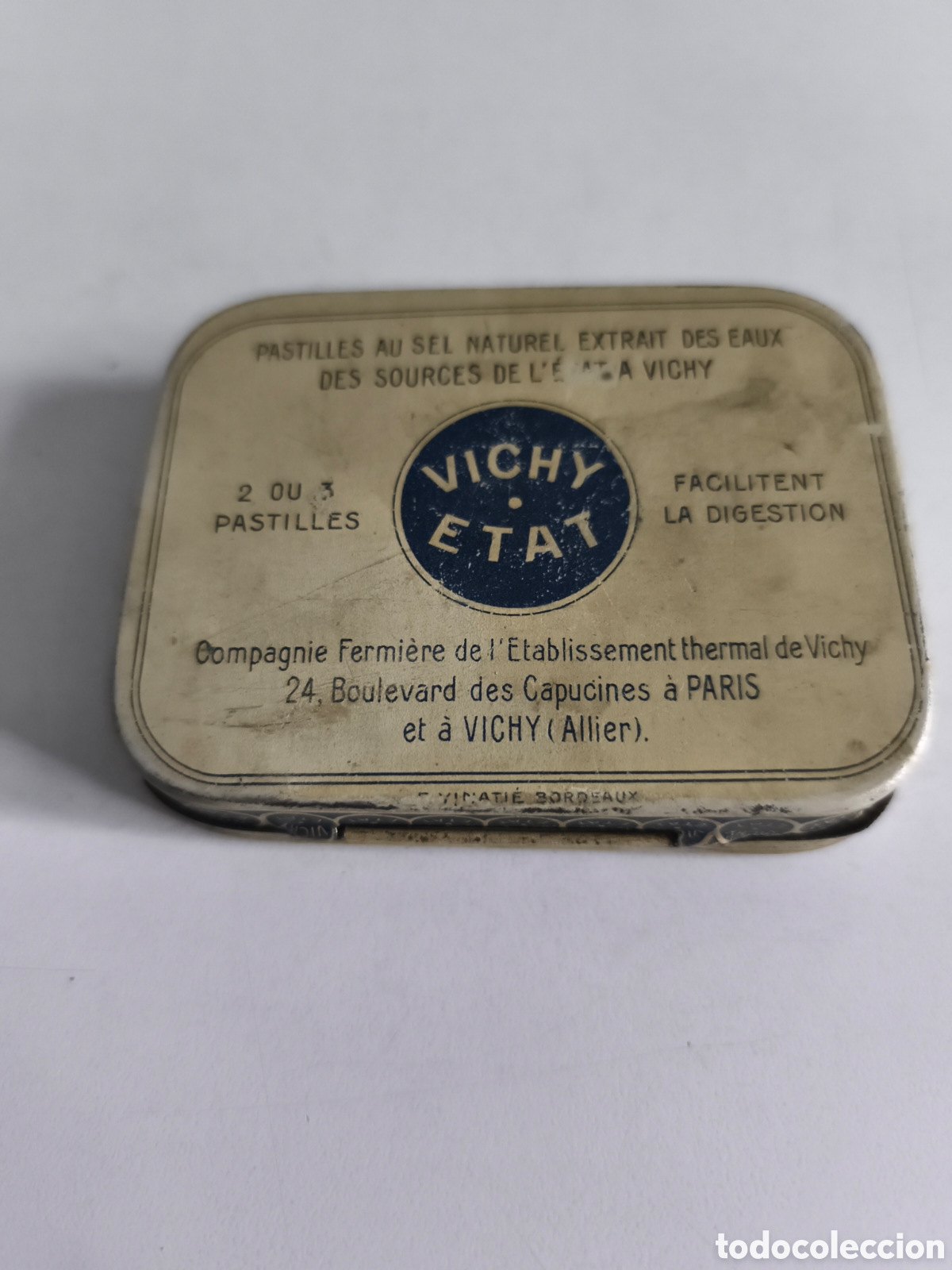 Cajas y cajitas met&aacute;licas: Antigua cajita de hojalata pastillas Vichy Etat