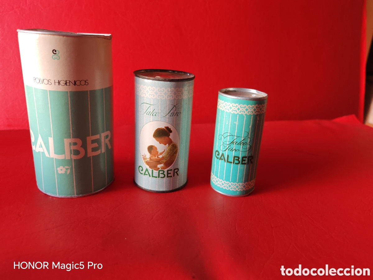 Cajas y cajitas met&aacute;licas: Lote de 3 botes de polvo de talco calber