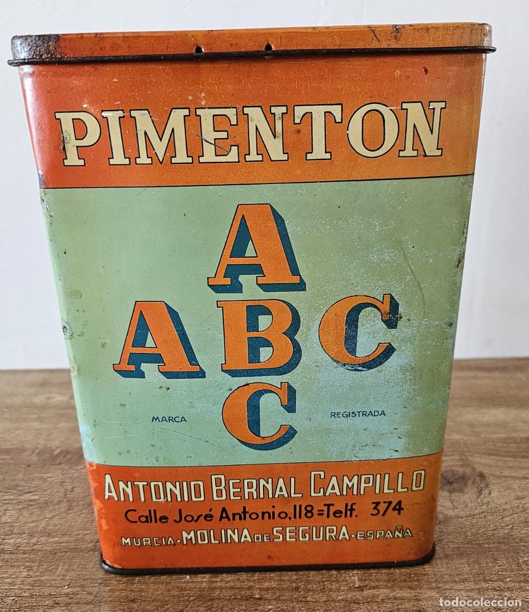 Cajas y cajitas met&aacute;licas: PIMENTON ABC - MOLINA DE SEGURA MURCIA - LATA GRAN TAMA&Ntilde;O 12 KILOS - A&Ntilde;OS 50