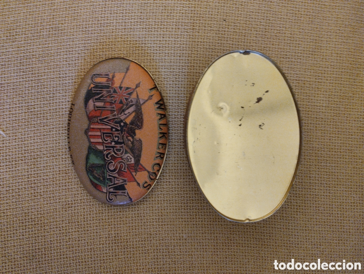 Cajas y cajitas met&aacute;licas: Lata tabaco ovalada antigua - Foto 6