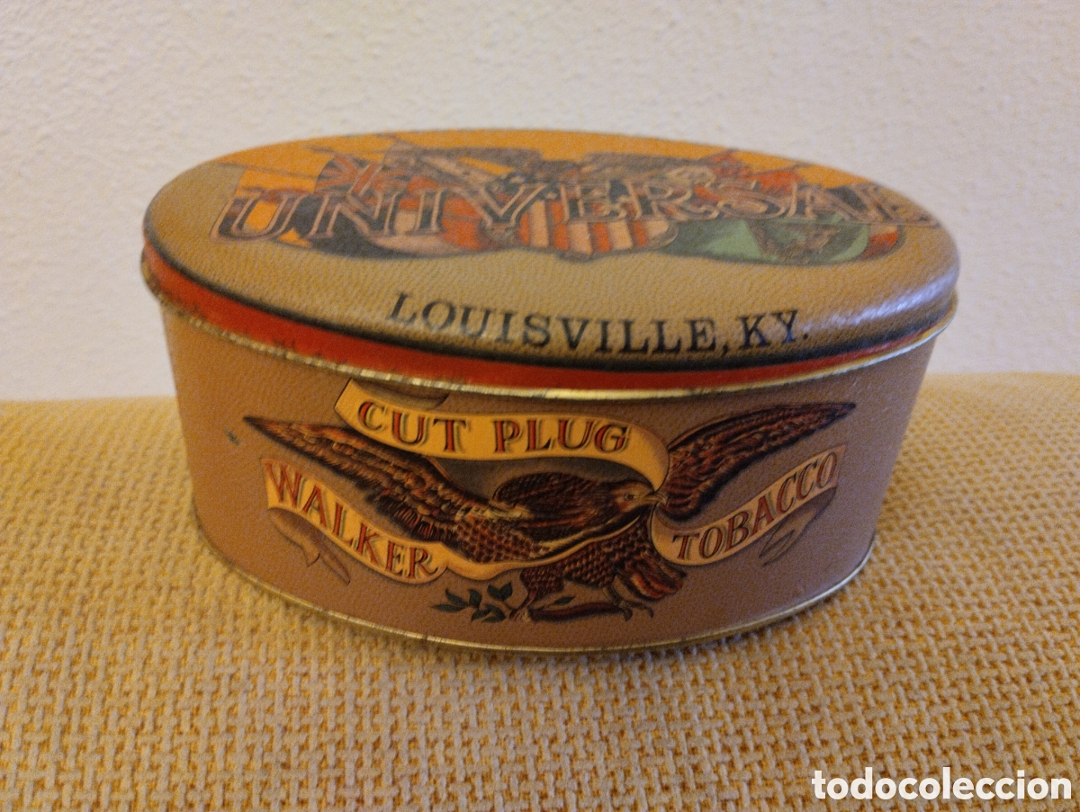 Cajas y cajitas met&aacute;licas: Lata tabaco ovalada antigua