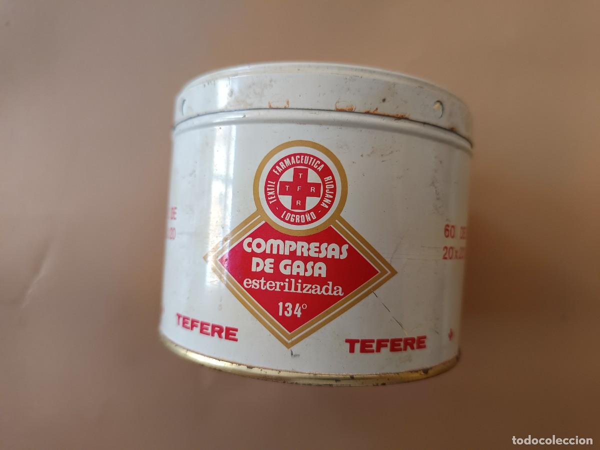 Cajas y cajitas met&aacute;licas: ANTIGUA CAJA DE LATA GASAS TEFERE. TEXTIL FARMAC&Eacute;UTICA RIOJANA