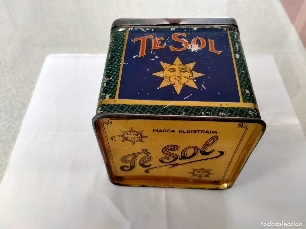 Cajas y cajitas met&aacute;licas: lata de te marca sol