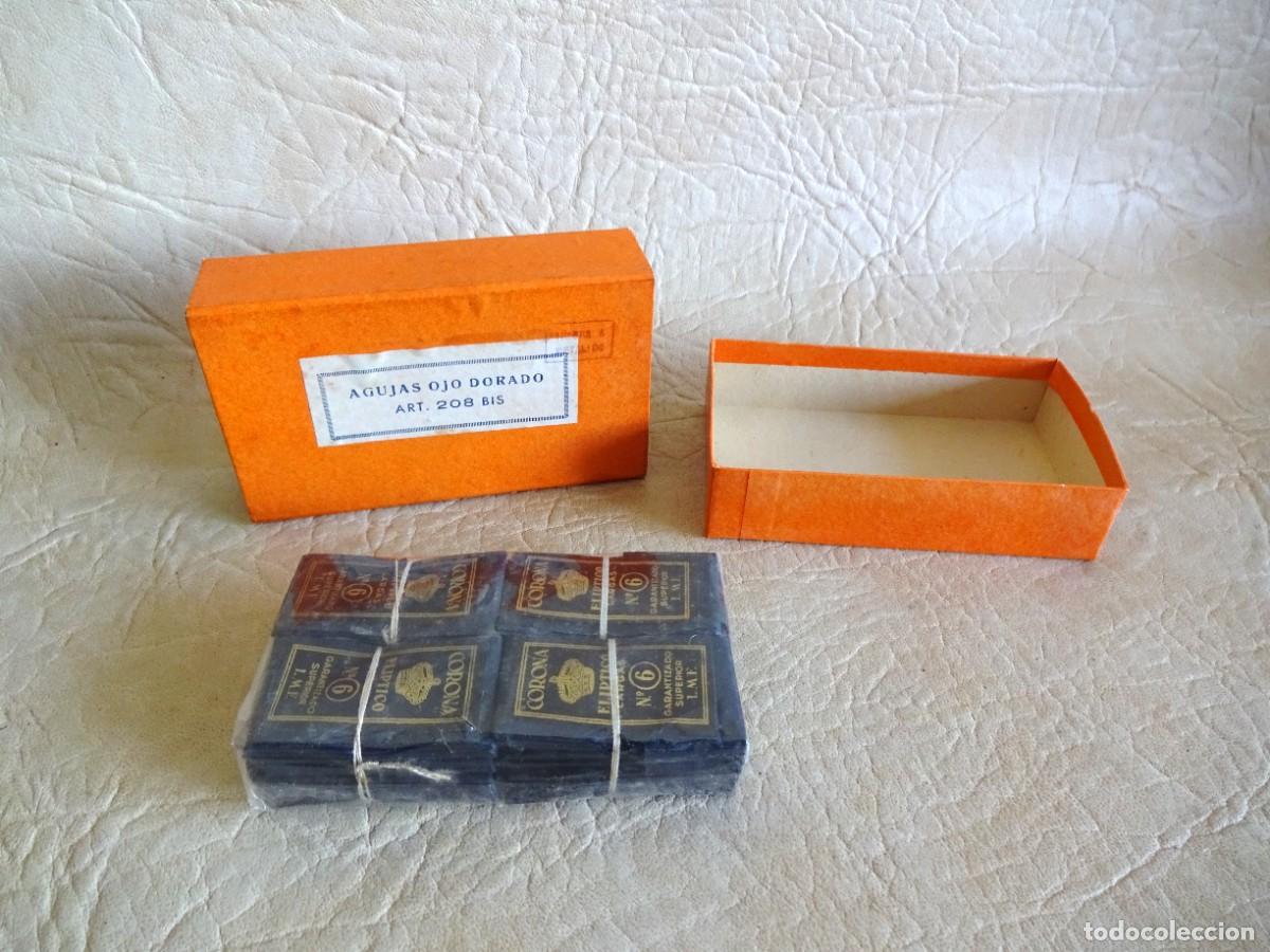 Cajas y cajitas met&aacute;licas: antigua caja de agujas de coser corona ojo dorado n.6 eliptico nueva! a&ntilde;o 1959