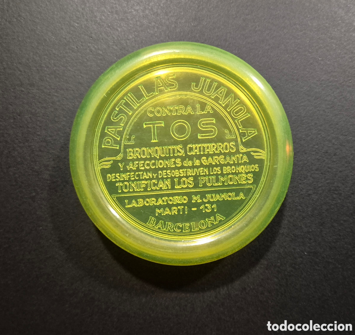 Cajas y cajitas met&aacute;licas: Pastillas Juanola caja antigua farmacia Barcelona 7 cm