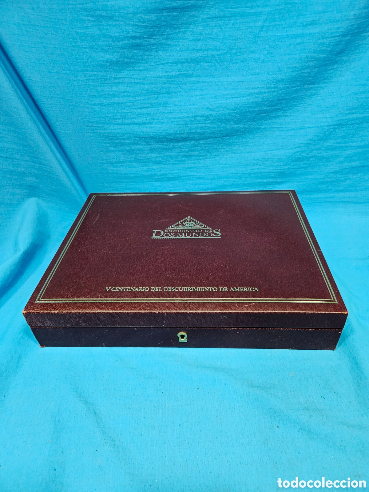 Cajas y cajitas met&aacute;licas: CAJA VACIA PARA SELLOS. ENCUENTRO DE DOS MUNDOS. V CENTENARIO DEL DESCUBRIMIENTO DE AMERICA