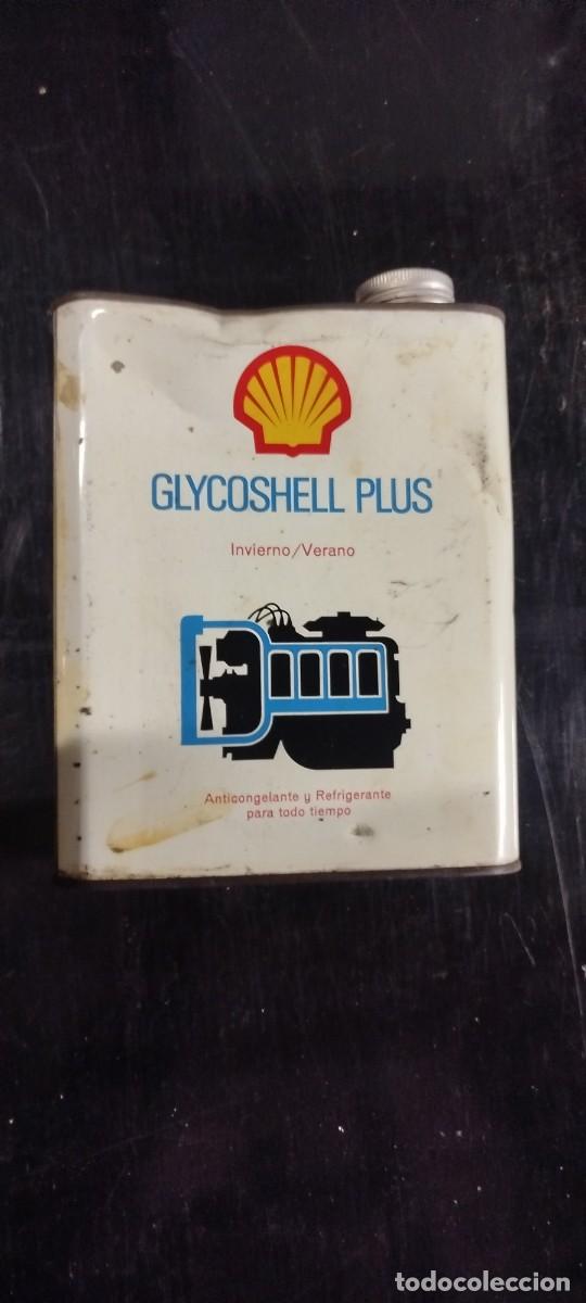 Cajas y cajitas met&aacute;licas: Lata aceite coche vac&iacute;a Shell Glycoshell a&ntilde;os 80