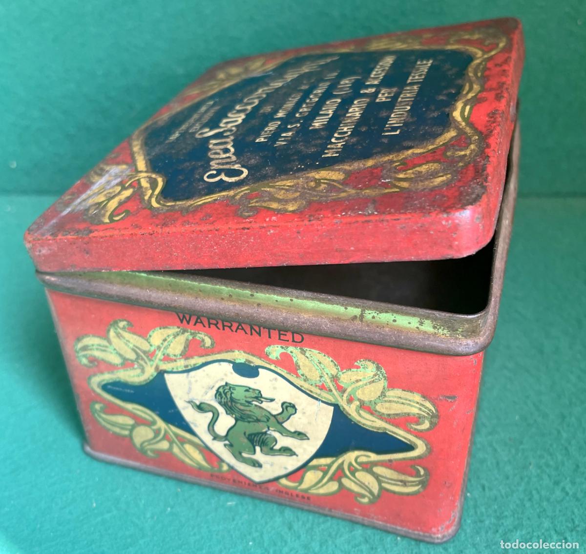 Boxes and metal boxes: ANTIGUA CAJITA LATA MET&Aacute;LICA ENEA SACCONAQUI - MILANO - MADE IN ITALY