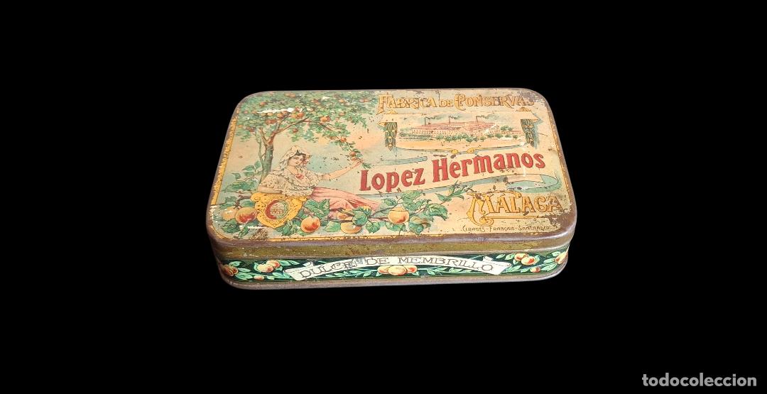 Cajas y cajitas met&aacute;licas: (LA-260422)LATA LITOGRAFIADA FABRICA DE CONSERVAS LOPEZ HERMANOS (MALAGA)
