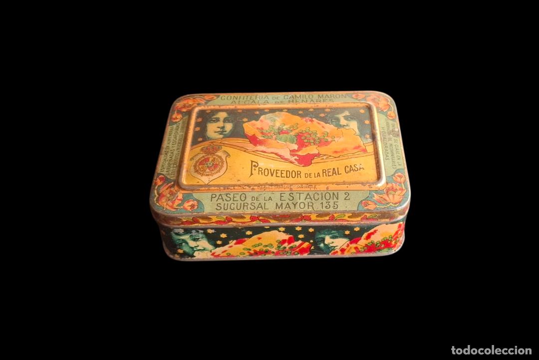Cajas y cajitas met&aacute;licas: (LA-260431)LATA LITOGRAFIADA MODERNISTA CONFITERIA DE CAMILO MARON - ALCALA DE HENARES