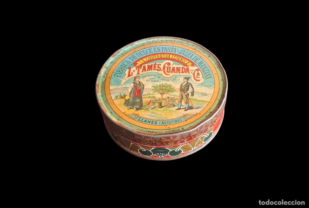 Cajas y cajitas met&aacute;licas: (LA-260434)LATA LITOGRAFIADA FABRICA DE DULCE EN PASTA JALEA-L.TAMES CUANDA Y CIA. LLANES(ASTURIAS)