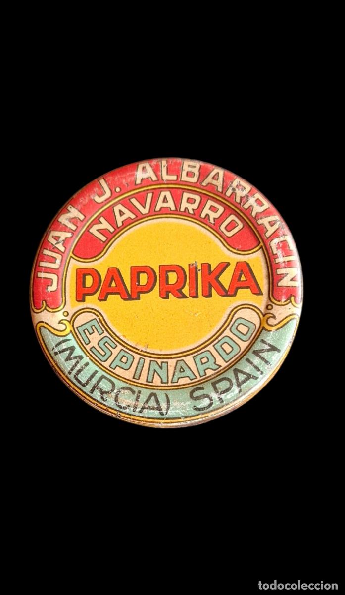 Cajas y cajitas met&aacute;licas: (PUB-260410)LATA LITOGRAFIADA PIMENTON PRAPIKA JUAN J.ALBARRACIN NAVARRO - ESPINARDO - MURCIA
