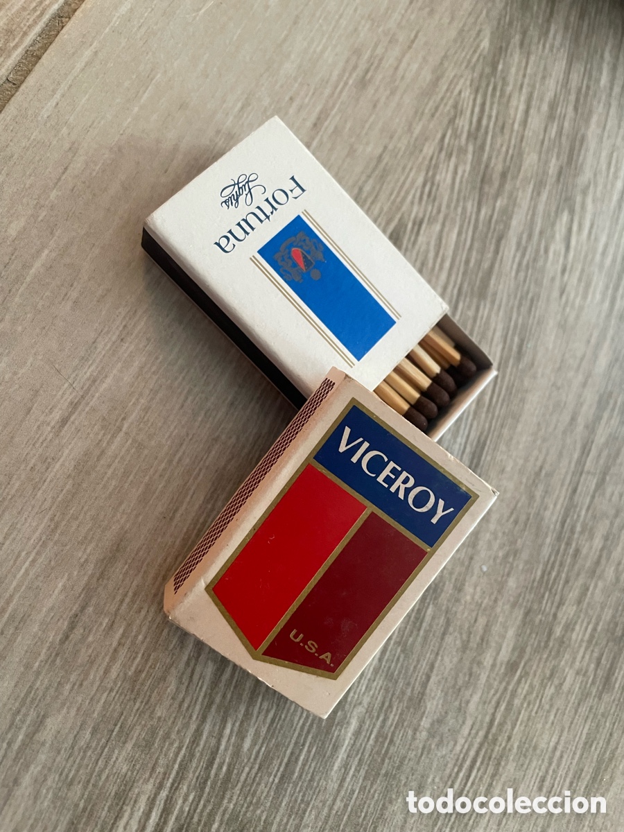 Cajas y cajitas met&aacute;licas: 2 cajas de cerillos Fortuna y Viceroy 1980
