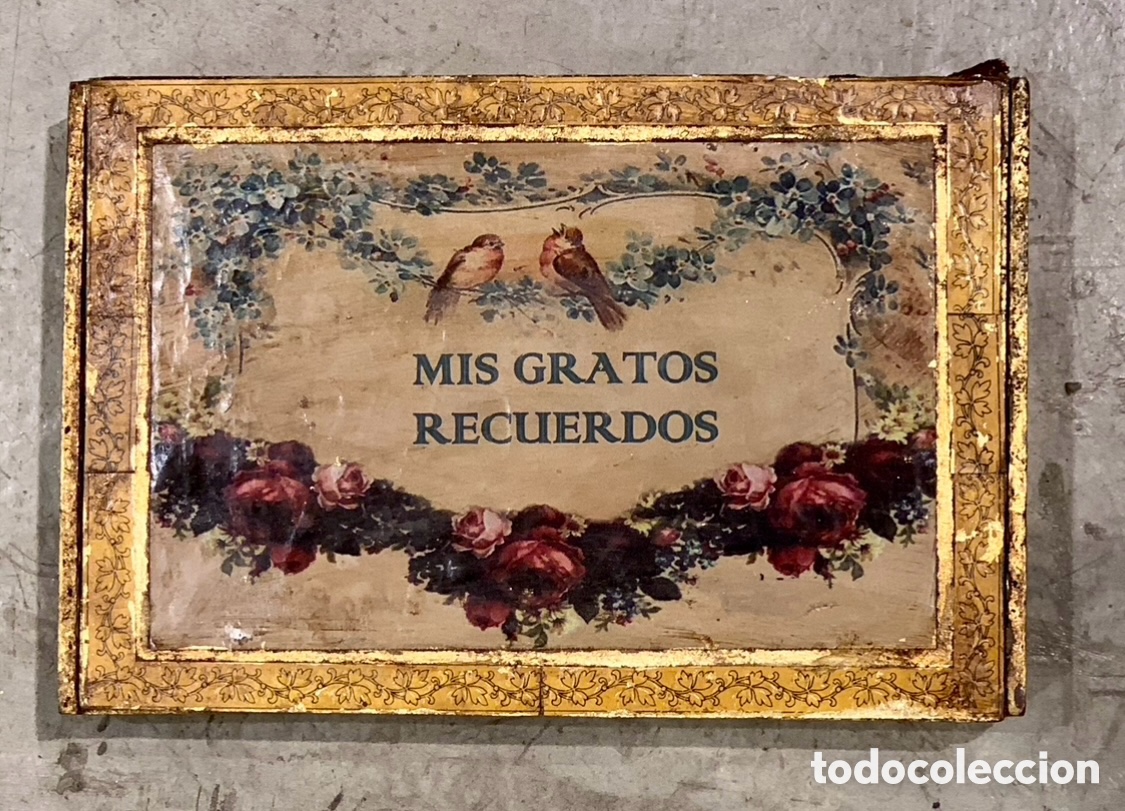Cajas y cajitas met&aacute;licas: Caja. Mis gratos recuerdos. Madera y pan de oro.