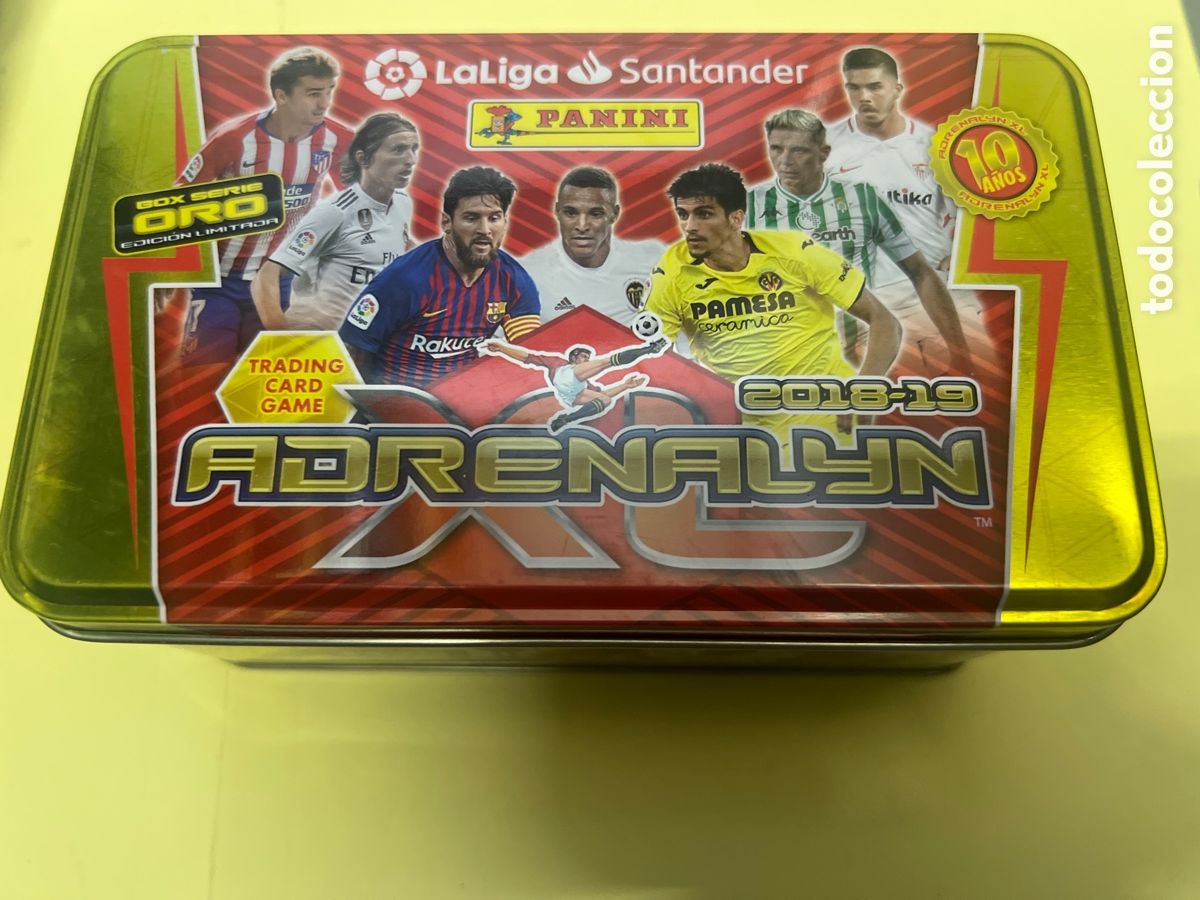 Boxes and metal boxes: T3/A7/2. Caja vac&iacute;a cromos Adrenalyn, temporada 2018/19. Serie oro, edici&oacute;n limitada