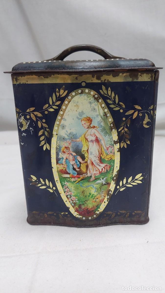 Cajas y cajitas met&aacute;licas: Antiguo lata de galletas con serigrafia