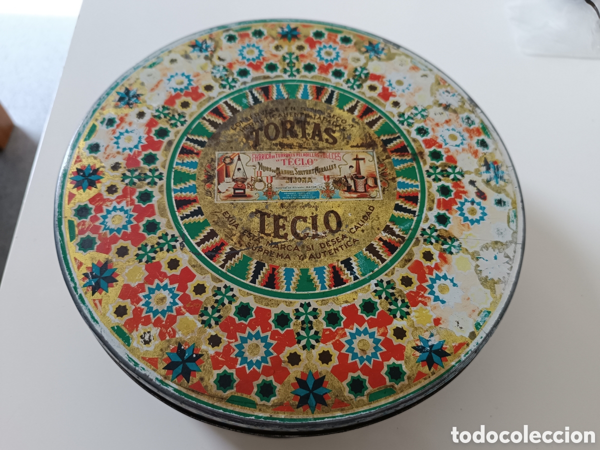 Cajas y cajitas met&aacute;licas: Lata antigua Tortas Teclo 22 cm di&aacute;metro