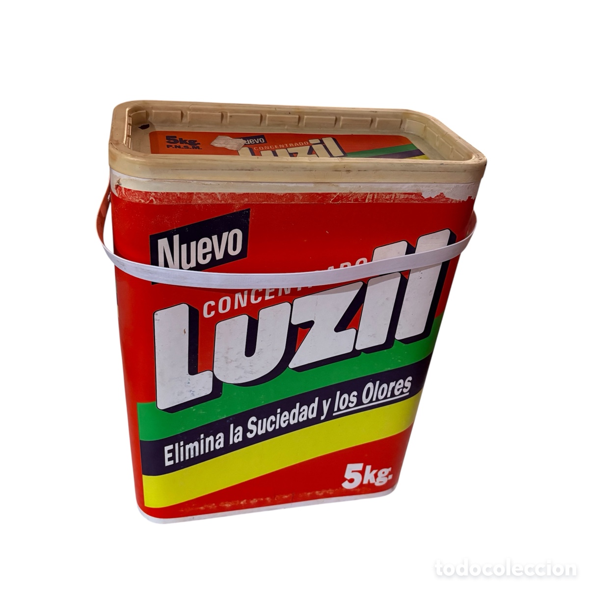 Cajas y cajitas met&aacute;licas: tambor caja bote detergente luzil a&ntilde;os 80