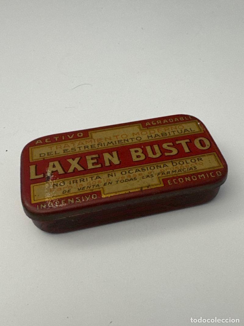 Cajas y cajitas met&aacute;licas: Lata vintage de medicamentos Laxen Busto