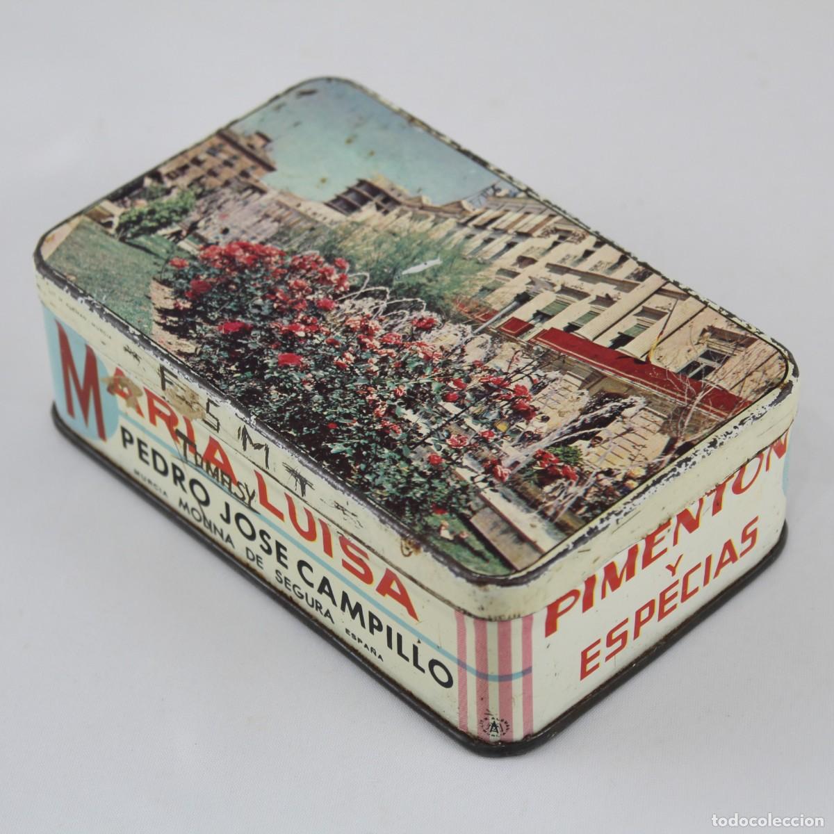 Cajas y cajitas met&aacute;licas: Antigua Lata Pimenton Maria Luisa Murcia Vintage 60s Caja Metal Decorativa