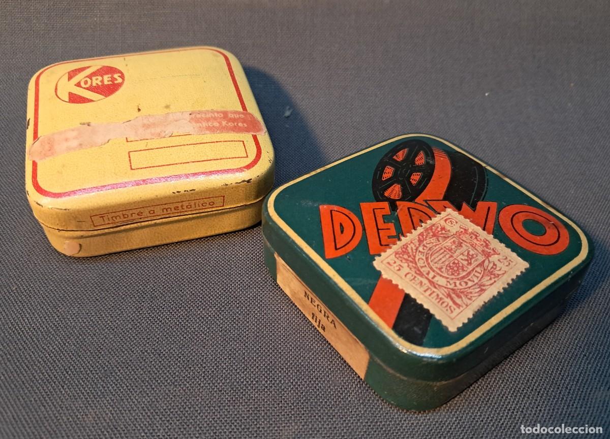 Cajas y cajitas met&aacute;licas: LOTE DOS CAJAS ANTIGUAS CINTA MECANOGRAFICA KORES y DERWO