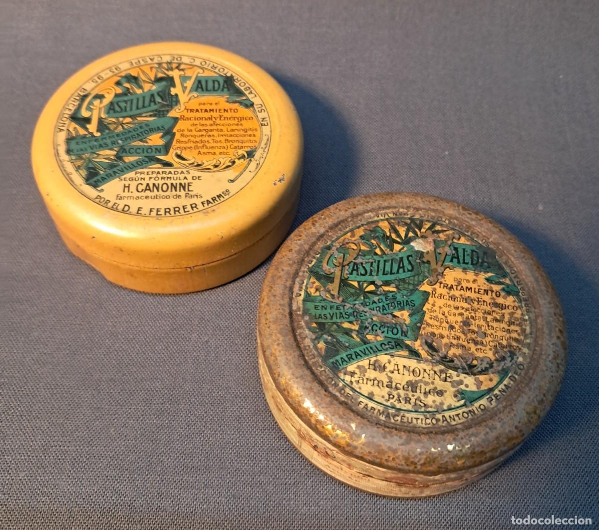 Cajas y cajitas met&aacute;licas: LOTE DOS CAJAS ANTIGUAS PASTILLAS VALDA.