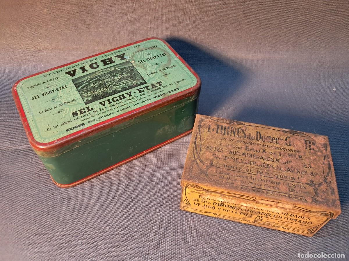 Cajas y cajitas met&aacute;licas: LOTE DOS CAJAS VICHY Y LITHINES DR. GUSTIN