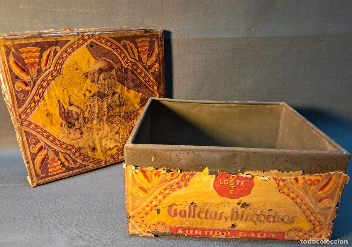 Cajas y cajitas met&aacute;licas: ANTIGUA CAJA DE GALLETAS LOSTE - Foto 1