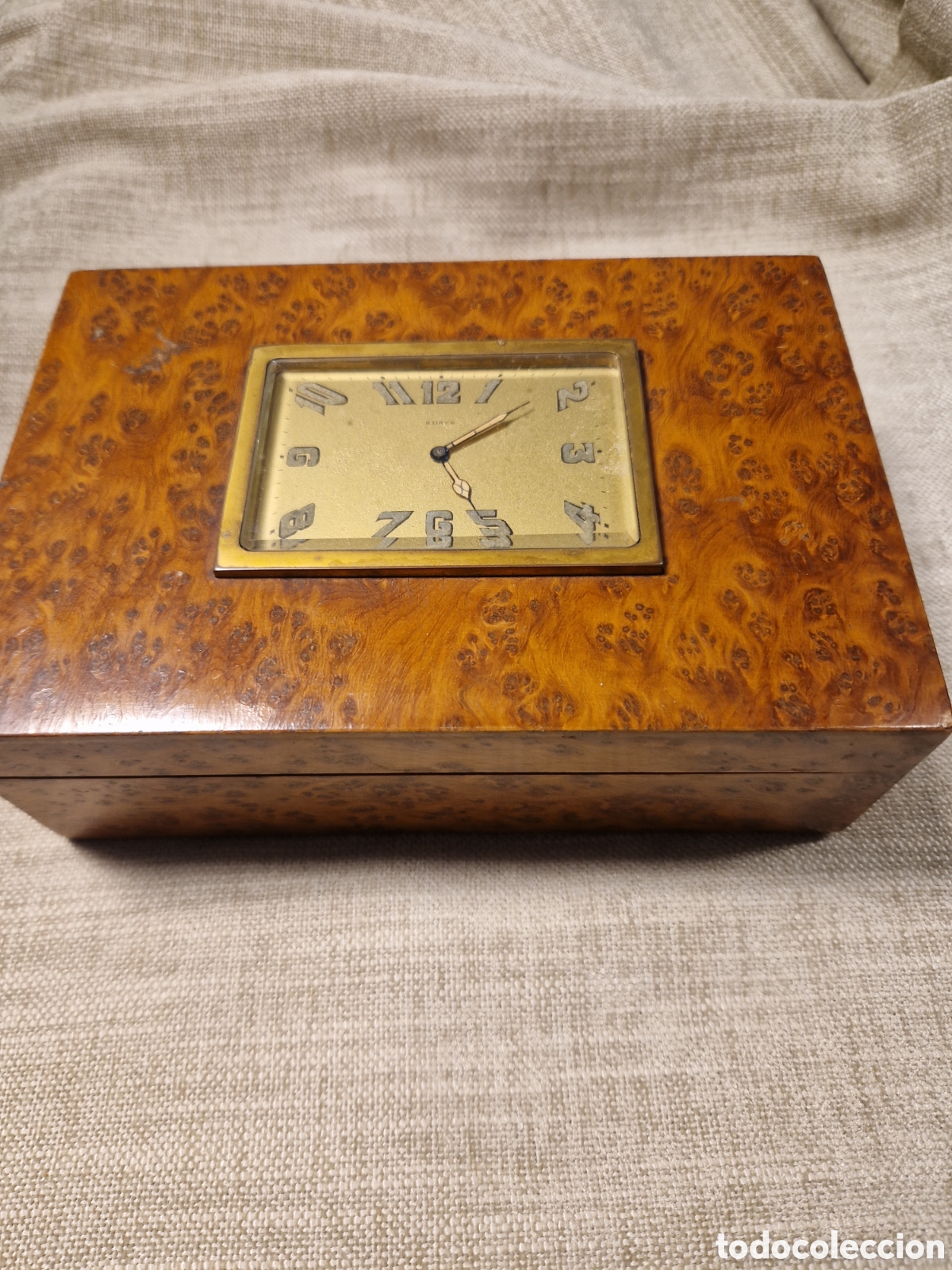 Cajas y cajitas met&aacute;licas: Caja Art D&eacute;co de raiz de tuya con reloj incoporado