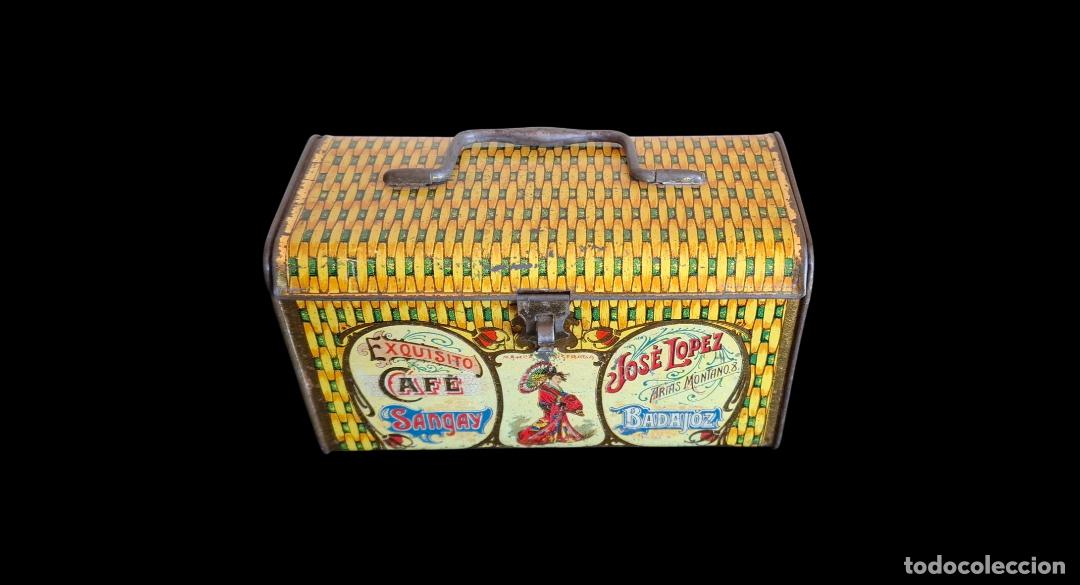 Cajas y cajitas met&aacute;licas: (LA-260502)LATA LITOGRAFIADA EXQUISITO CAFE SANGAY JOSE LOPEZ, BADAJOZ