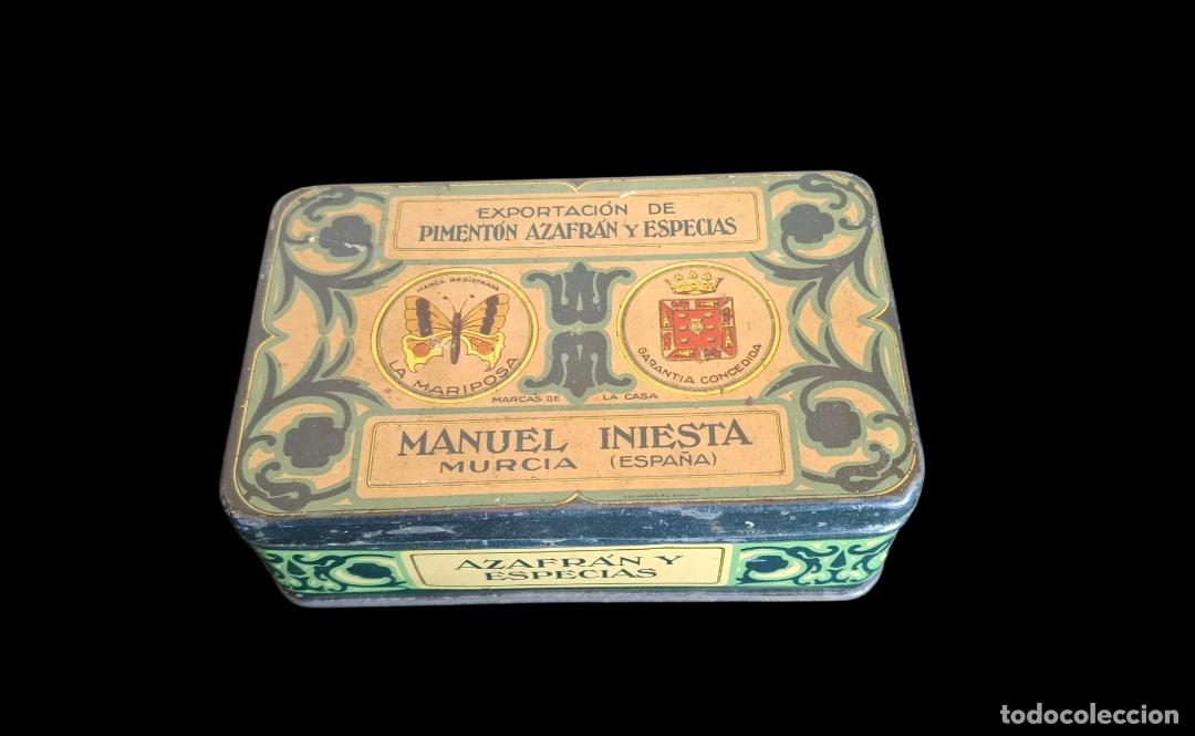 Cajas y cajitas met&aacute;licas: (LA-260505)LATA LITOGRAFIADA PIMENTON, AZAFRAN Y ESPECIAS LA MARIPOSA. MANUEL INIESTA. MURCIA