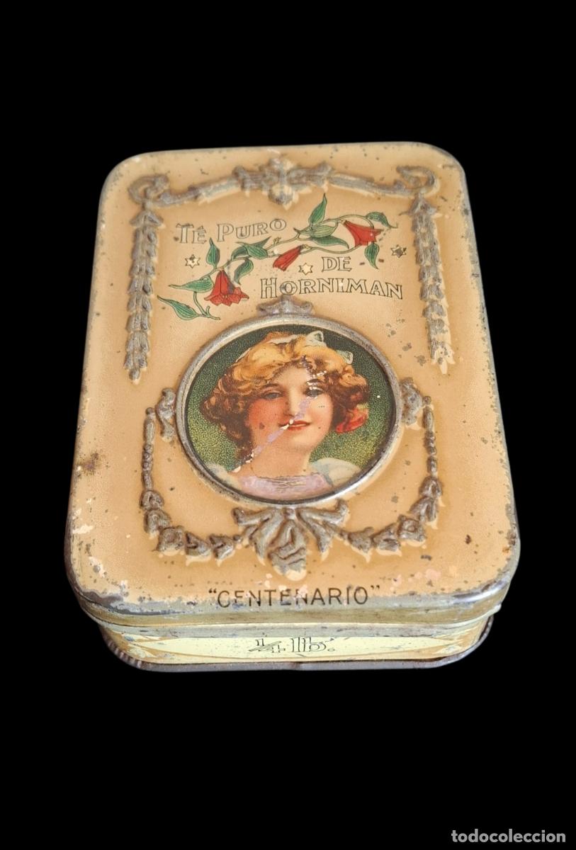 Cajas y cajitas met&aacute;licas: (LA-260507)LATA LITOGRAFIADA - TE PURO DE HORNIMAN - MODERNISTA